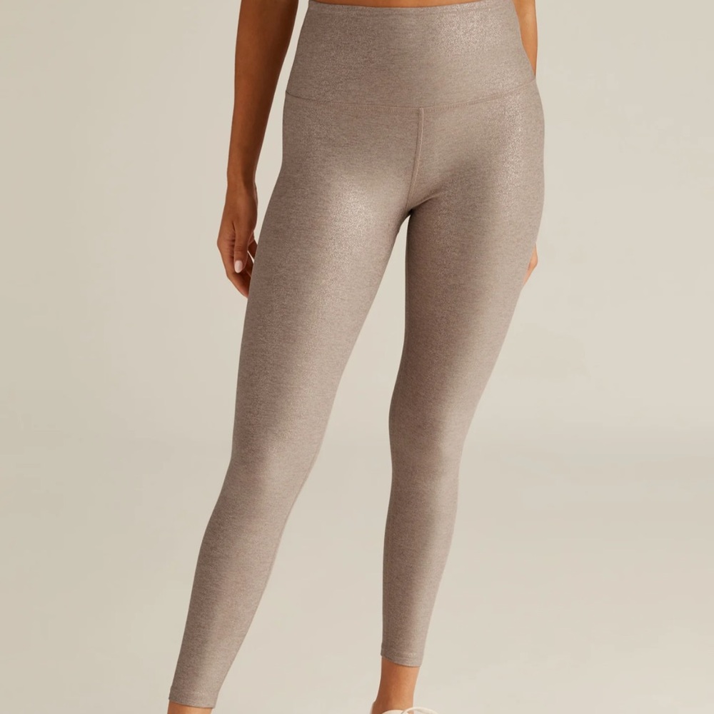 Beyond Yoga SoftShine high waisted legging in Gold Stardust Foil